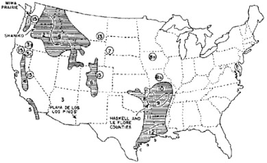 Map of USA with Mima Mounds