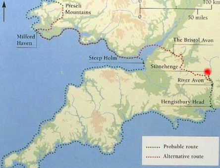 Routes of Bluestones of Stonehenge